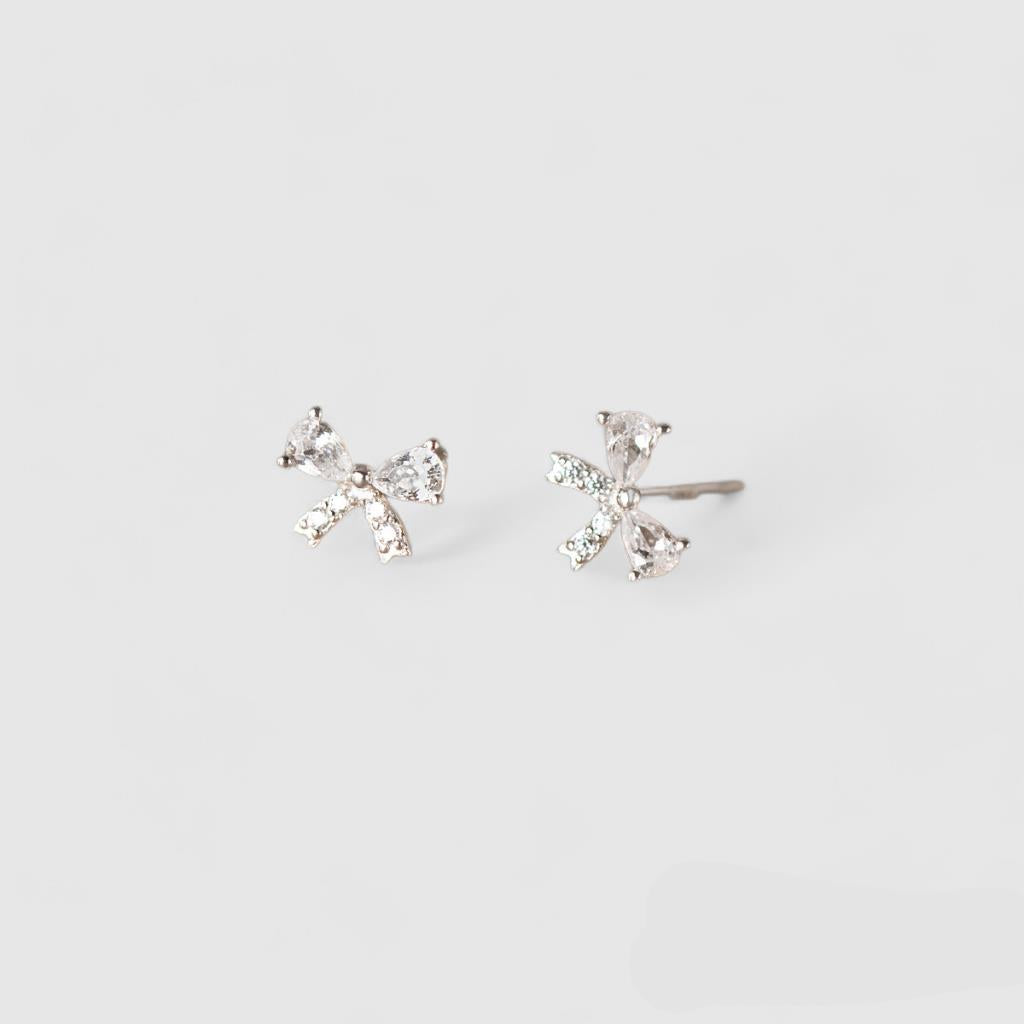 Diamanté Tiny Bow Stud Earrings