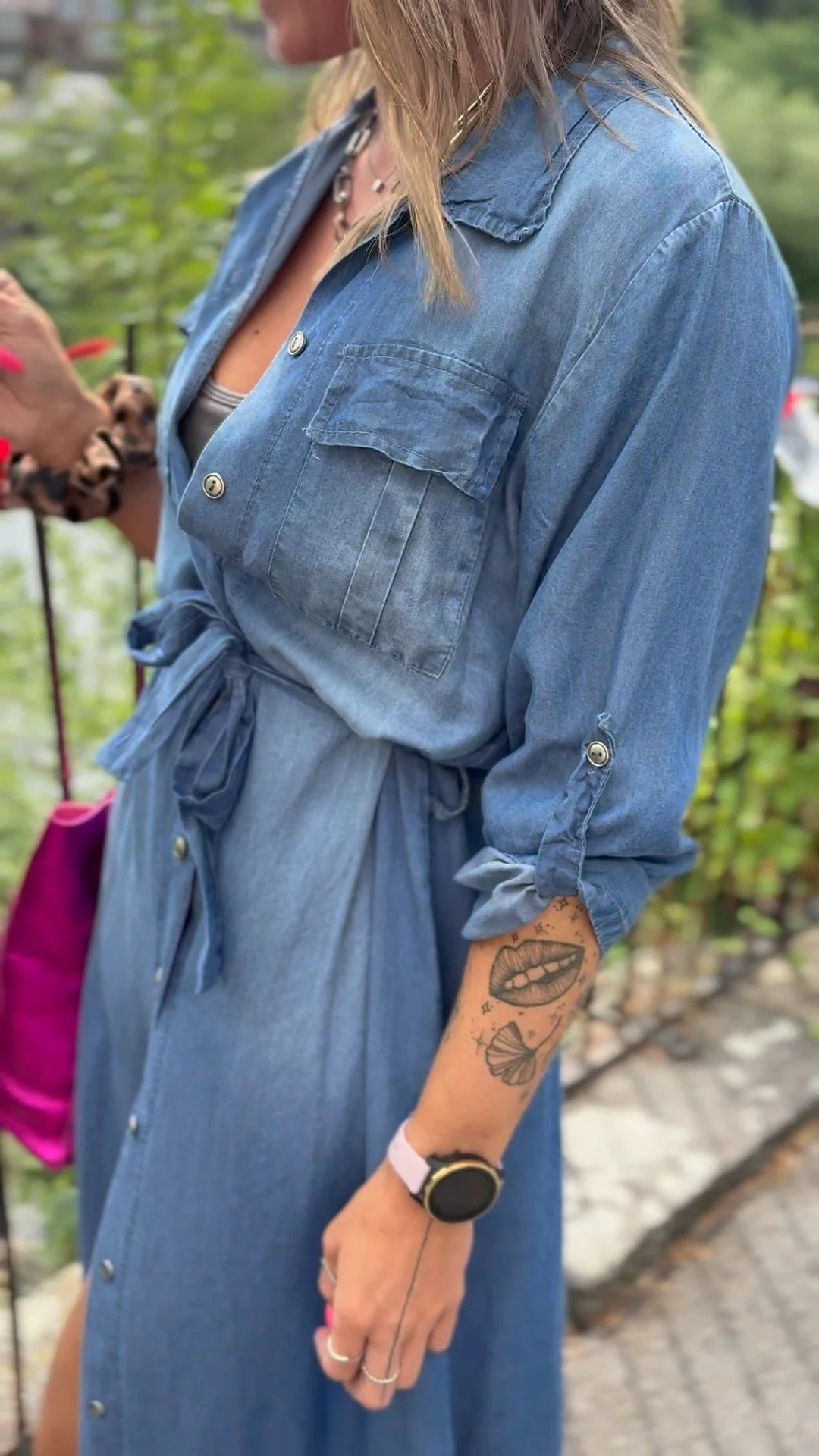 Denim Tencel Shirt Dress