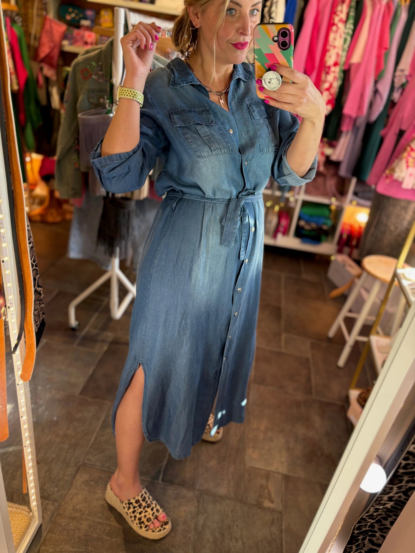 Denim Tencel Shirt Dress