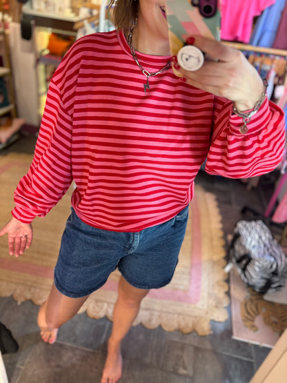 Striped Summer Cuffed Sweatshirt