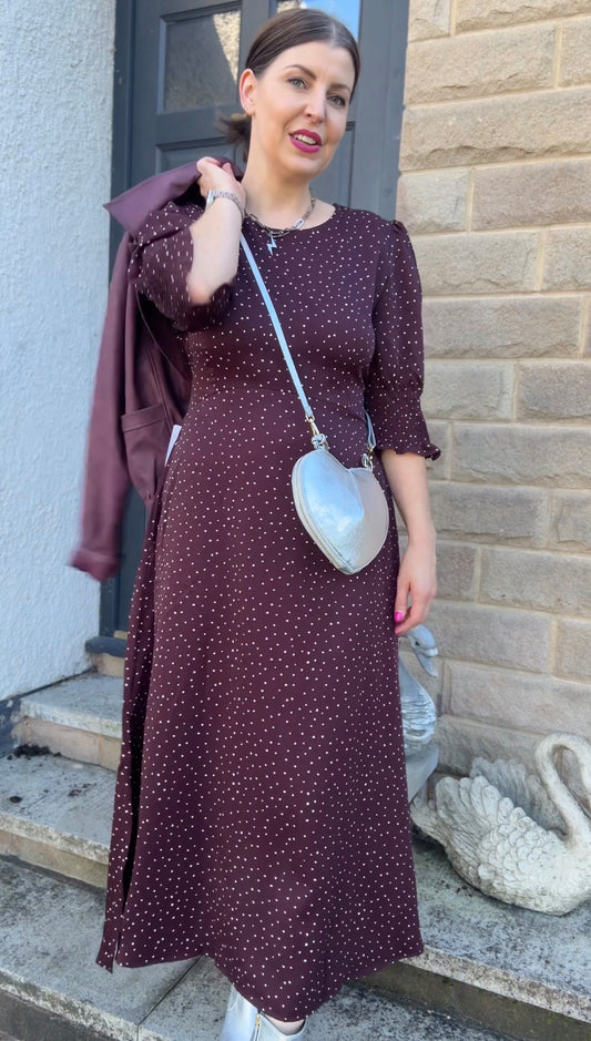 Deep Berry Polka Dot Tea Dress