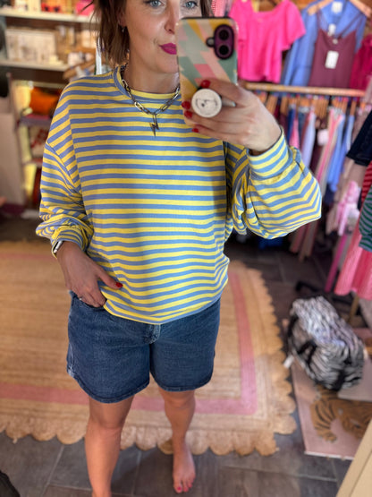 Striped Summer Cuffed Sweatshirt