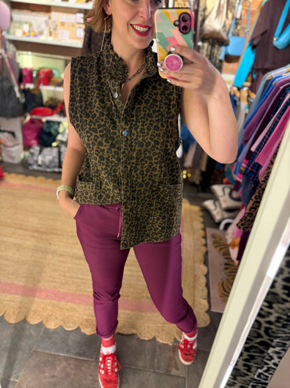 Leopard Print Denim Gilet