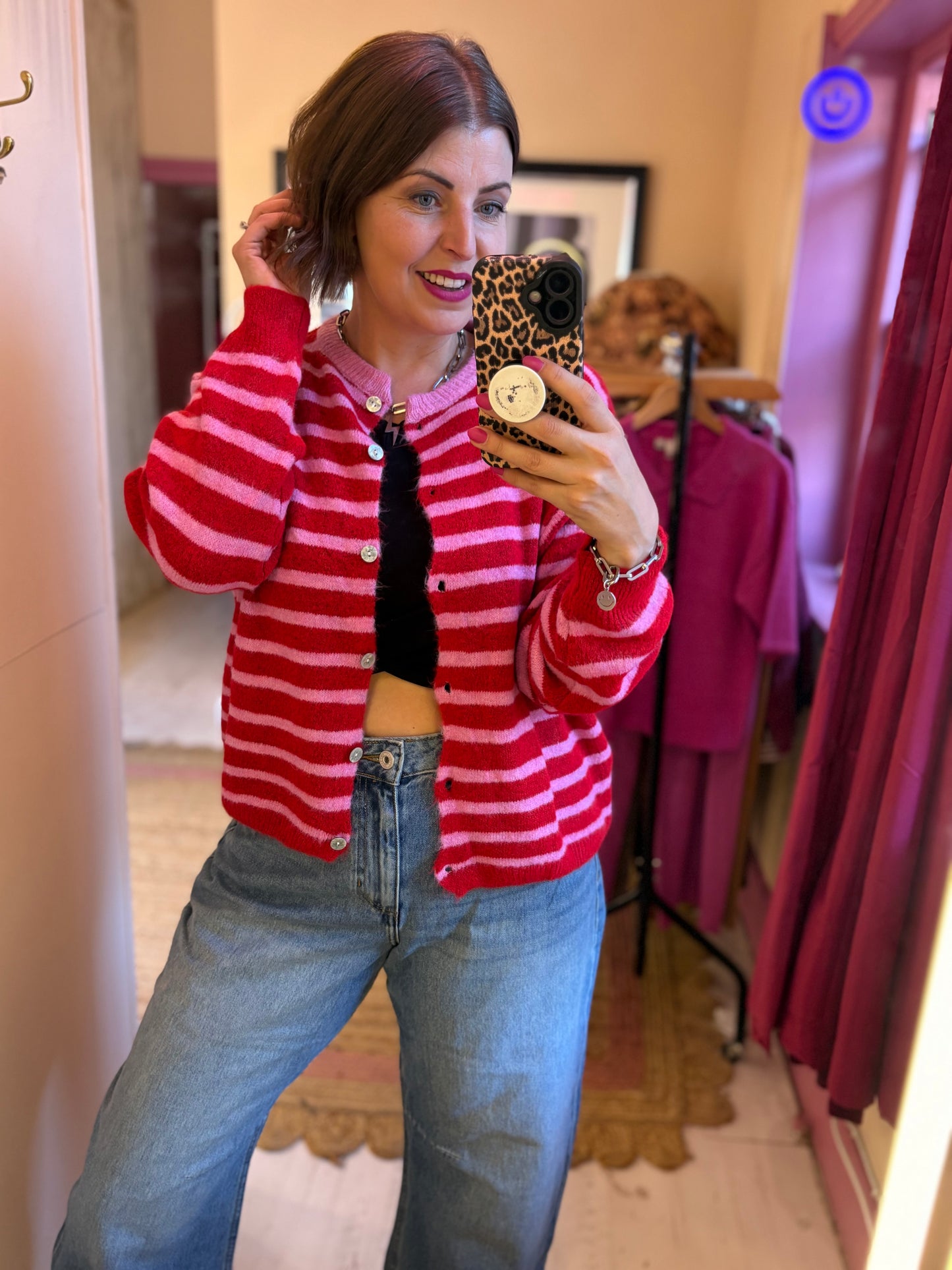 Alpaca Striped Cardigan