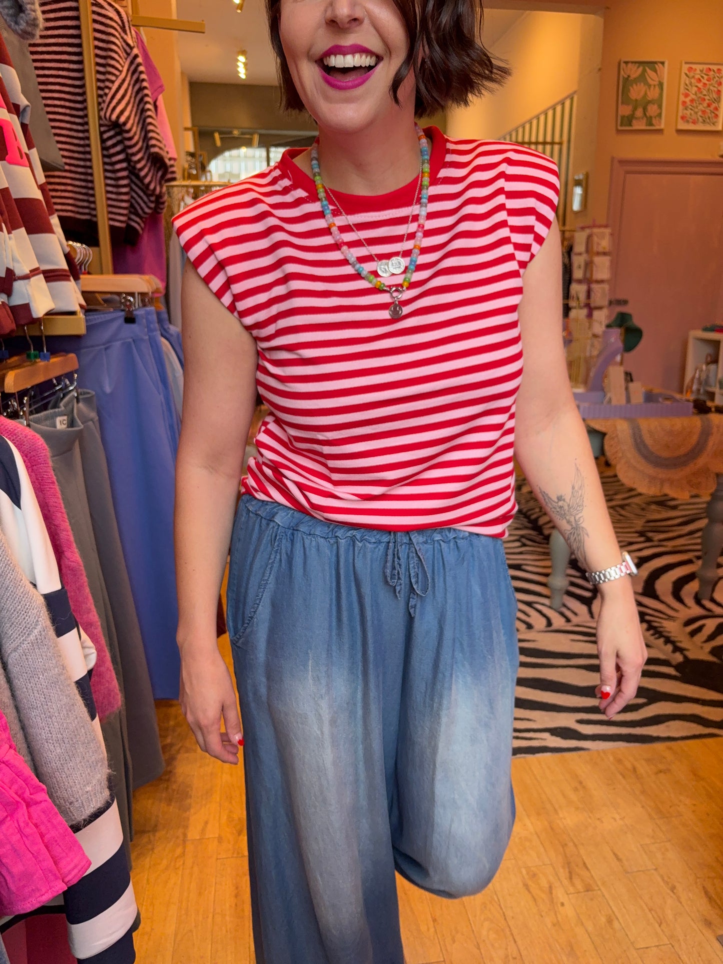 Padded Striped T-Shirt