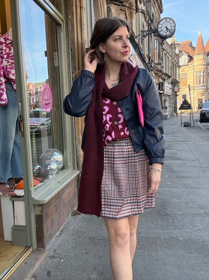 Tweed Print Bubble Hem Skirt