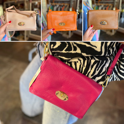 Leather Crossbody Postman’s Lock Handbag