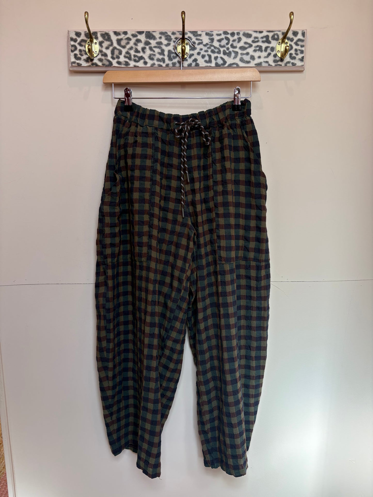 Gingham Barrel Leg Trousers *New Season Colours*