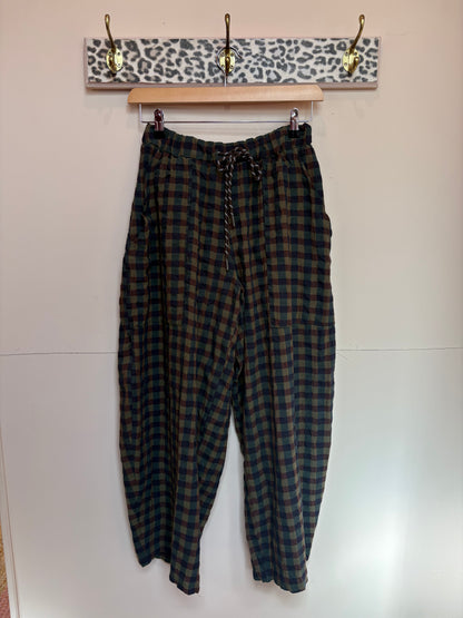 Gingham Barrel Leg Trousers *New Season Colours*
