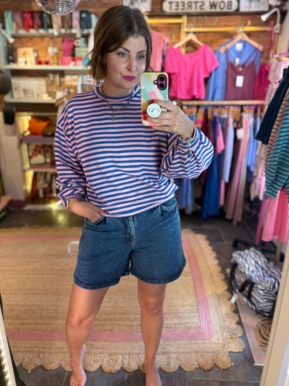 Striped Summer Cuffed Sweatshirt
