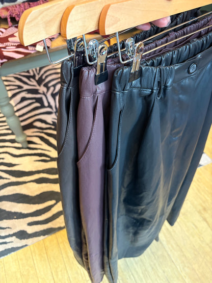 Leather Barrel Leg Trousers
