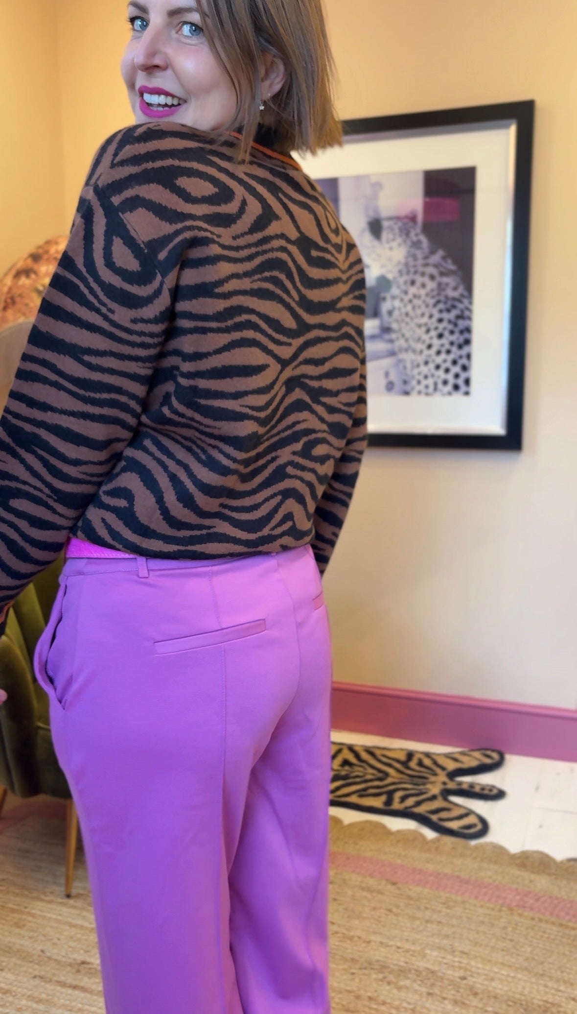 Tiger Print Knitted Bomber Jacket