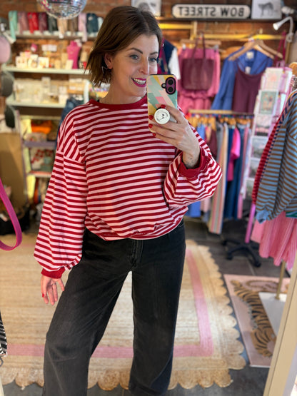 Striped Summer Cuffed Sweatshirt