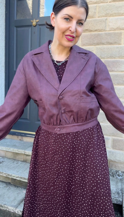 Burgundy Faux Leather Bomber Jacket