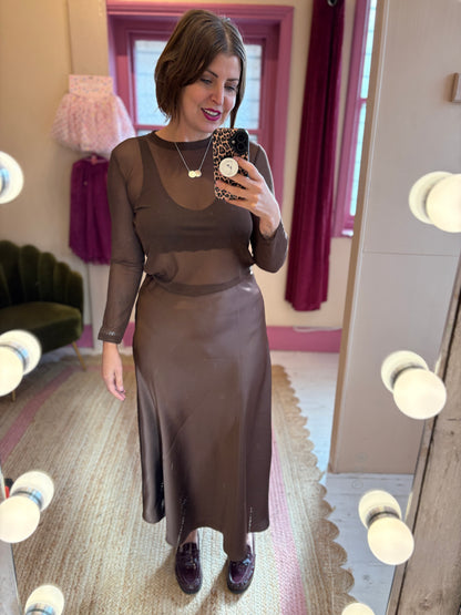 Bias Cut Satin Slip Skirt