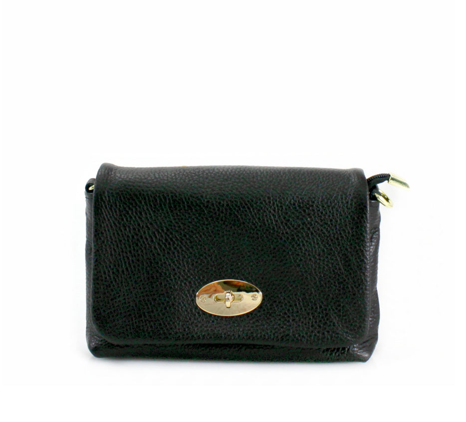 Leather Crossbody Postman’s Lock Handbag