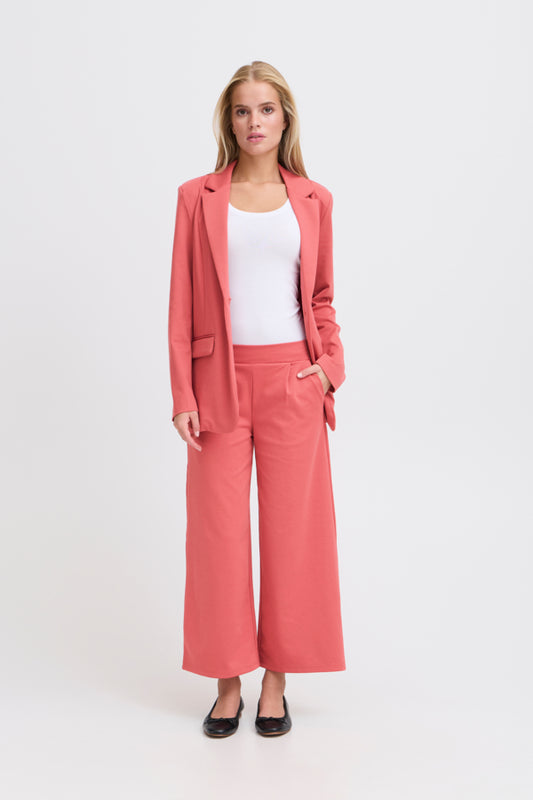 Jersey Wide Leg Cropped Trouser - Rusty Dark Coral