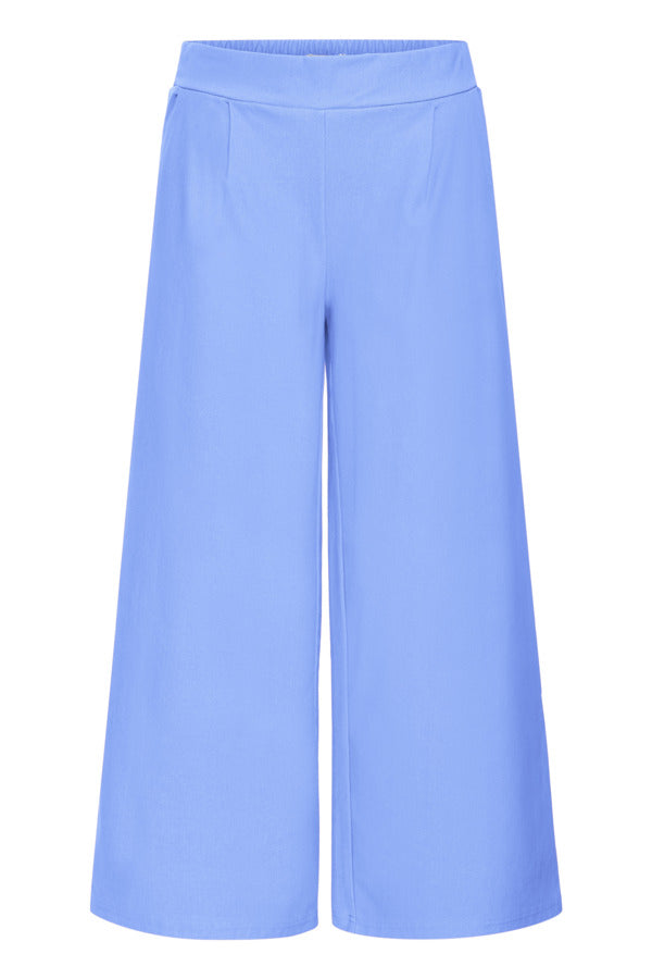 Jersey Wide Leg Cropped Trouser - Wedgewood Blue