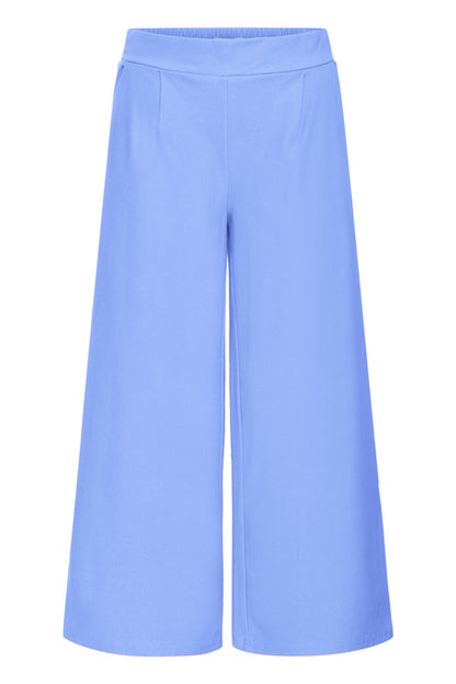 Jersey Wide Leg Cropped Trouser - Wedgewood Blue