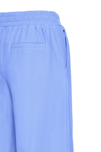 Jersey Wide Leg Cropped Trouser - Wedgewood Blue