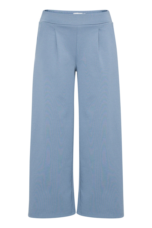 Jersey Wide Leg Cropped Trouser - Blue Mirage