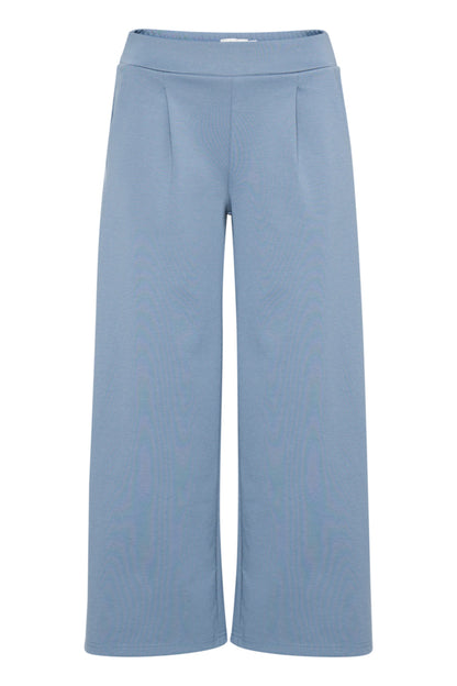 Jersey Wide Leg Cropped Trouser - Blue Mirage