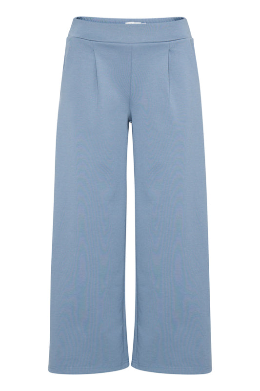 Jersey Wide Leg Cropped Trouser - Blue Mirage