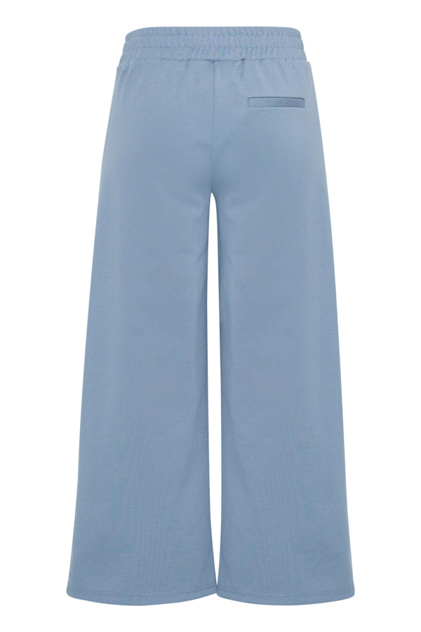 Jersey Wide Leg Cropped Trouser - Blue Mirage