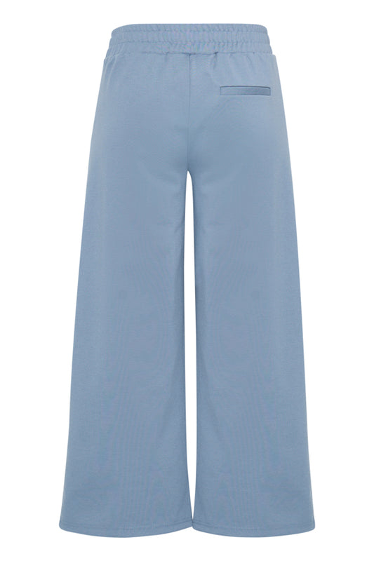 Jersey Wide Leg Cropped Trouser - Blue Mirage