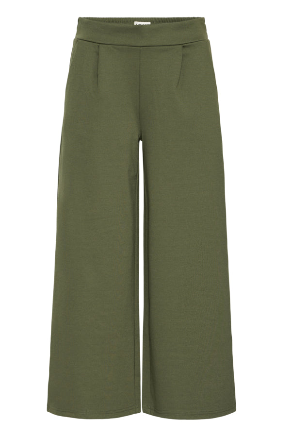 Jersey Wide Leg Cropped Trouser - Rifle Green