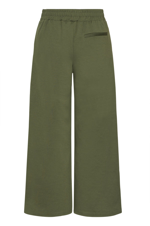 Jersey Wide Leg Cropped Trouser - Rifle Green