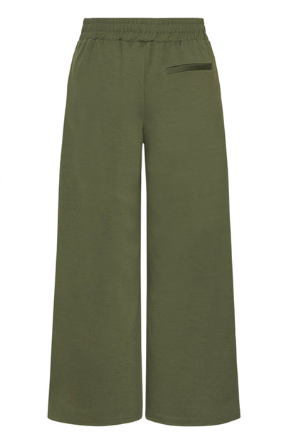 Jersey Wide Leg Cropped Trouser - Rifle Green