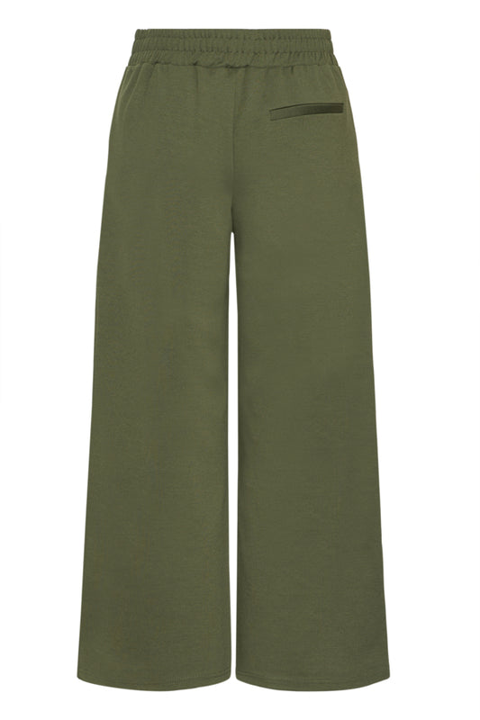 Jersey Wide Leg Cropped Trouser - Rifle Green