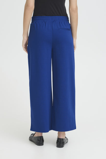 Jersey Wide Leg Cropped Trouser - Royal Blue