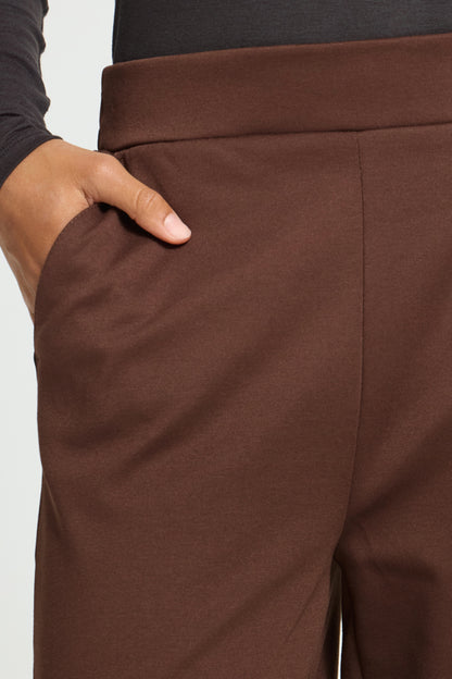 Brown Jersey Barrel Leg Trouser