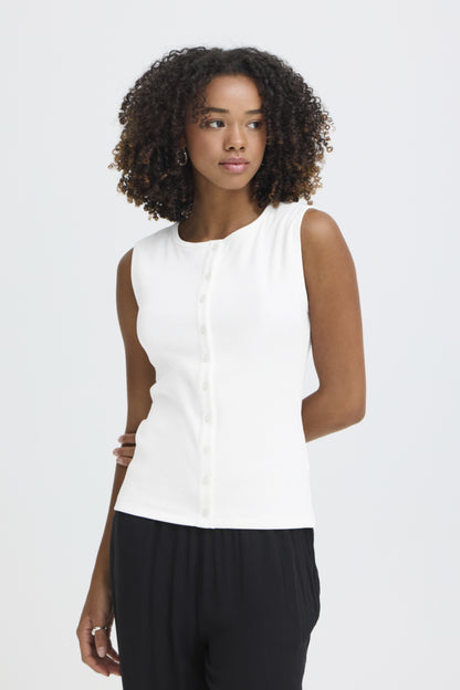 Ribbed Button Up Vest Top