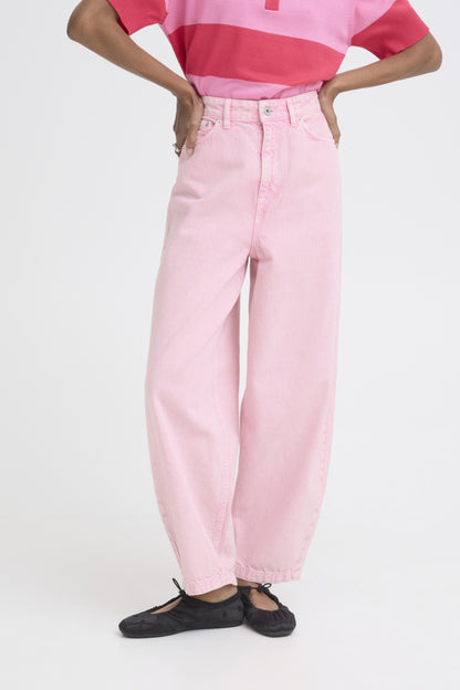 Acid Wash Pink Barrel Leg Jeans