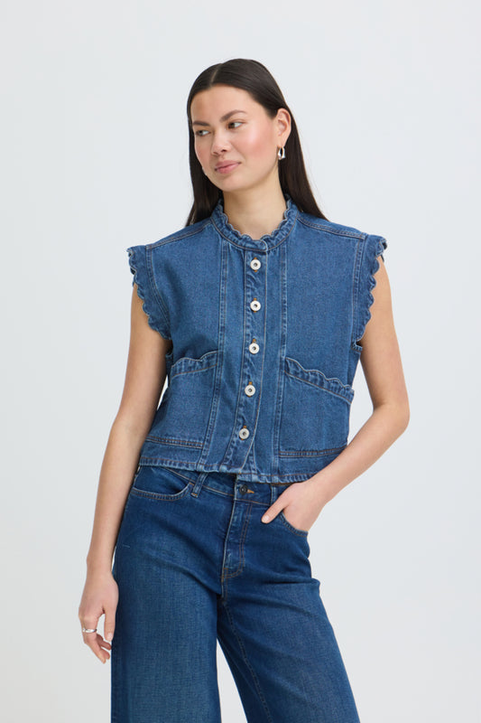 Denim Scallop Waistcoat