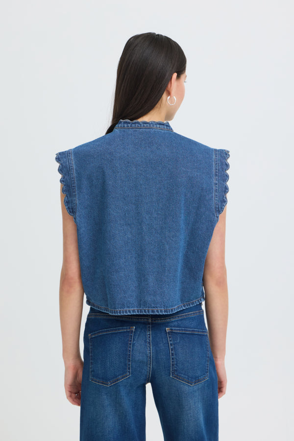 Denim Scallop Waistcoat