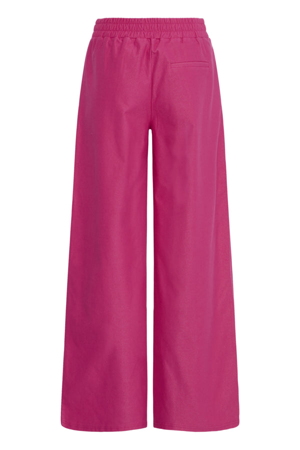 Pink Jersey Denim Wide Leg Trouser