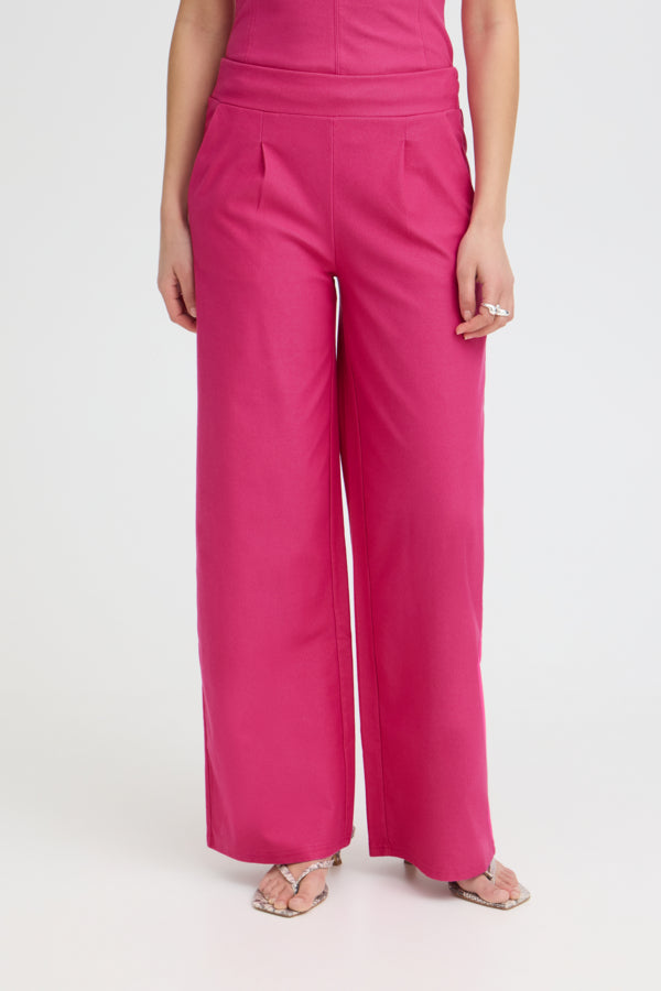 Pink Jersey Denim Wide Leg Trouser