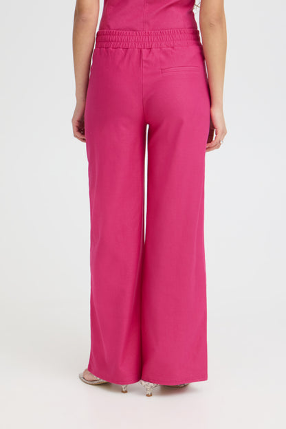 Pink Jersey Denim Wide Leg Trouser