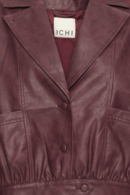 Burgundy Faux Leather Bomber Jacket