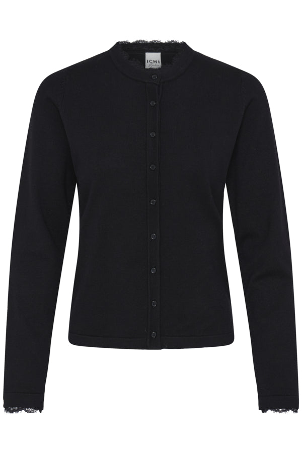 Lace Detail Black Cardigan