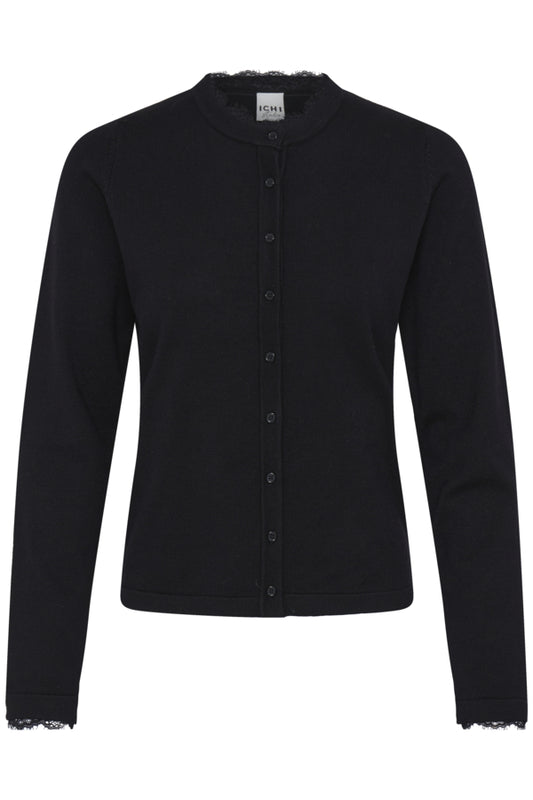 Lace Detail Black Cardigan