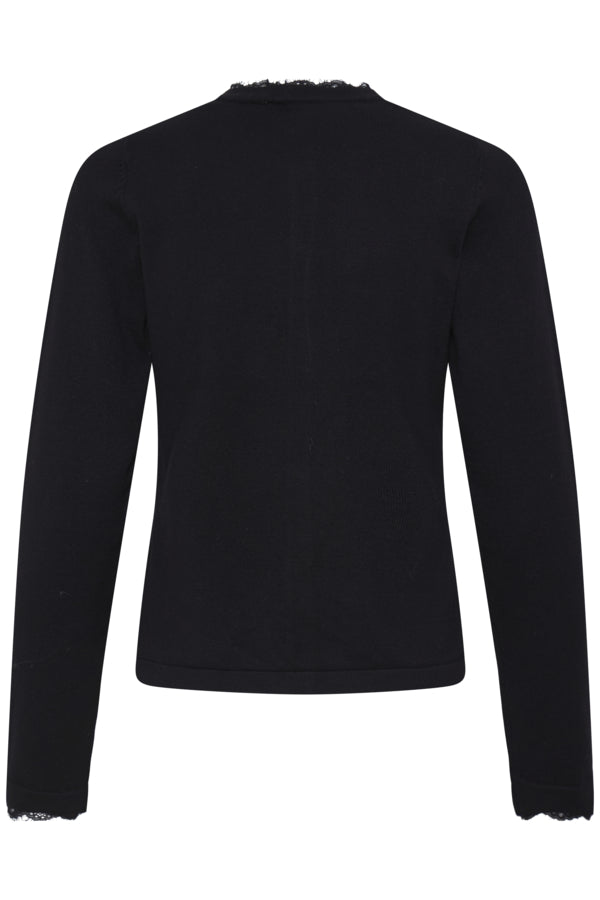 Lace Detail Black Cardigan