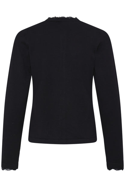 Lace Detail Black Cardigan