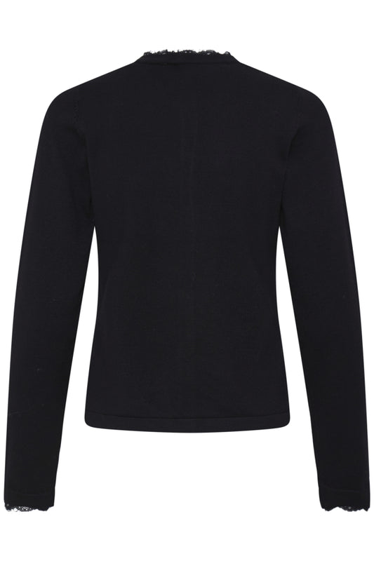 Lace Detail Black Cardigan