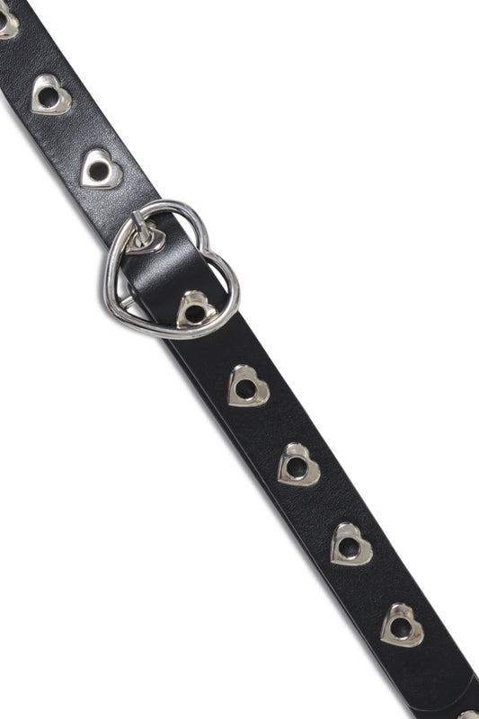 Black Silver Heart Cut Out Belt