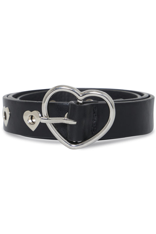 Black Silver Heart Cut Out Belt